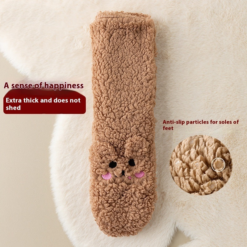 Calcetines Invernal Peluche Antideslizantes – Coral Velvet Súper Calientitos con Caritas, Talla Única Dama