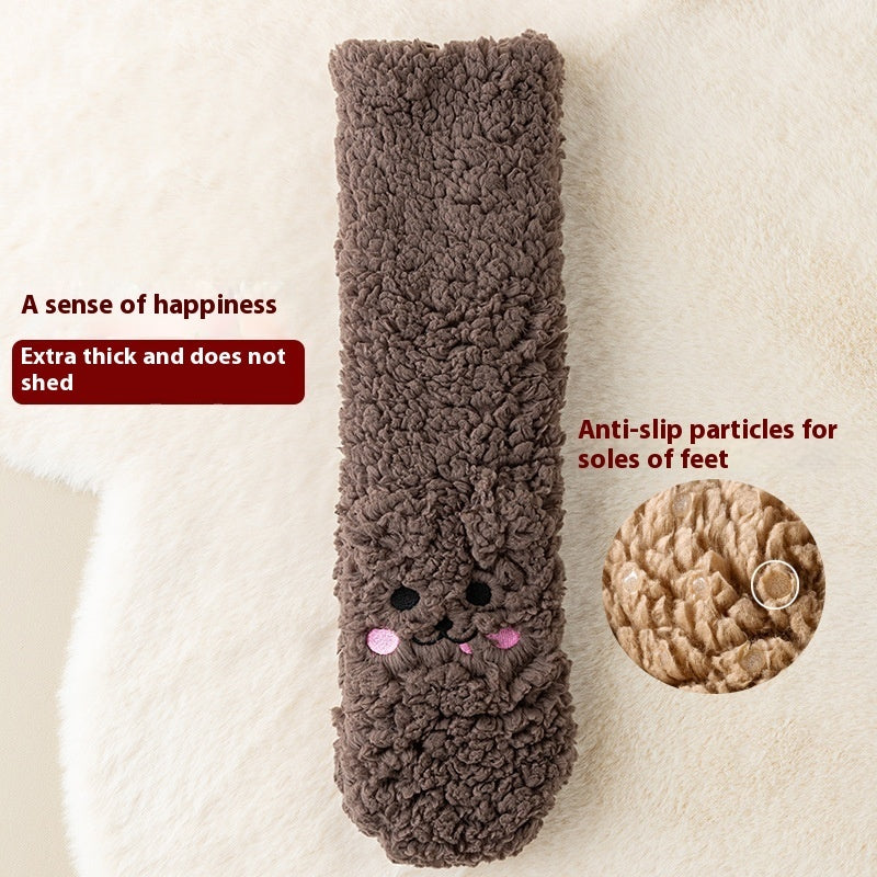 Calcetines Invernal Peluche Antideslizantes – Coral Velvet Súper Calientitos con Caritas, Talla Única Dama
