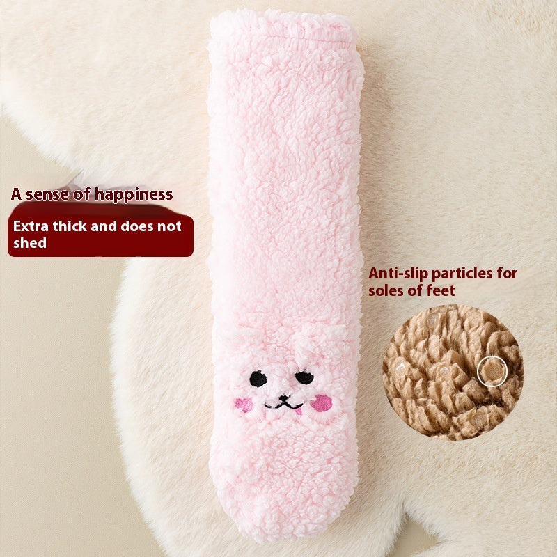 Calcetines Invernal Peluche Antideslizantes – Coral Velvet Súper Calientitos con Caritas, Talla Única Dama